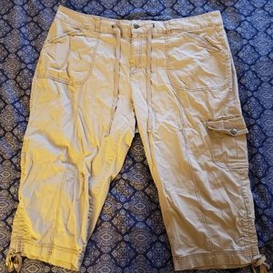 Khaki Cargo Crop Pants